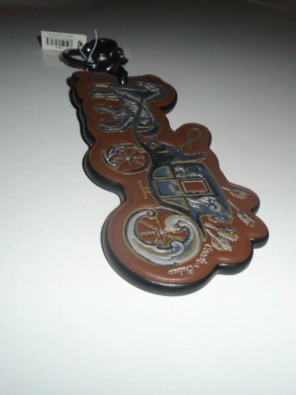 NEW COACH TATTOO CHELSEA LEATHER HORSE & CARRIAGE BAG CHARM KEYCHAIN RING 76959